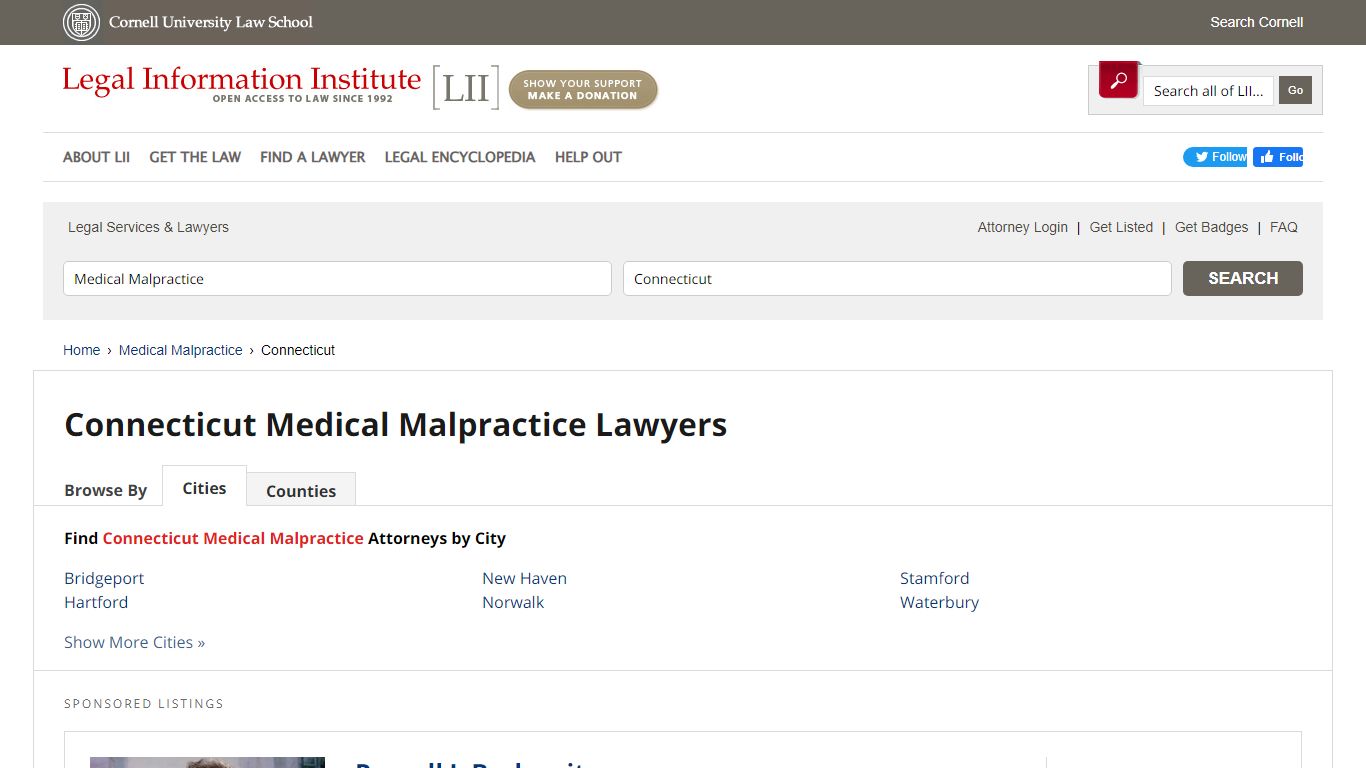 Connecticut Medical Malpractice Lawyers - Cornell University